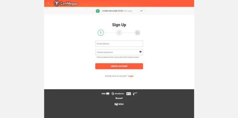LeoVegas Casino Sign Up