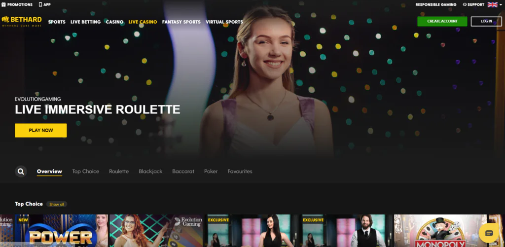 Bethard Live Casino Lobby