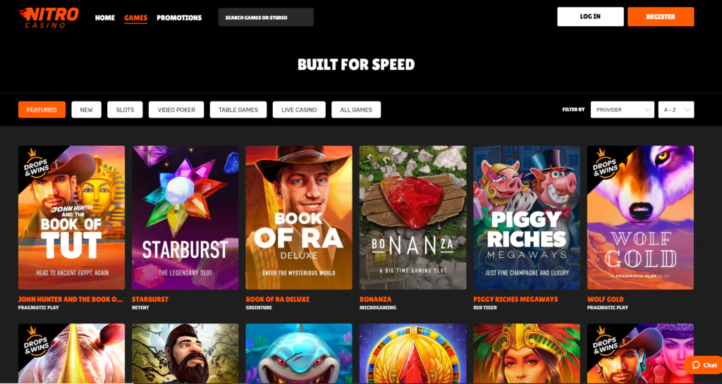 Nitro casino games lobby