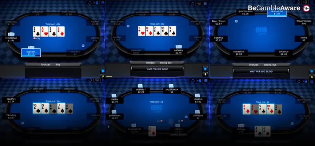 888poker multitabling online - not possible in live poker