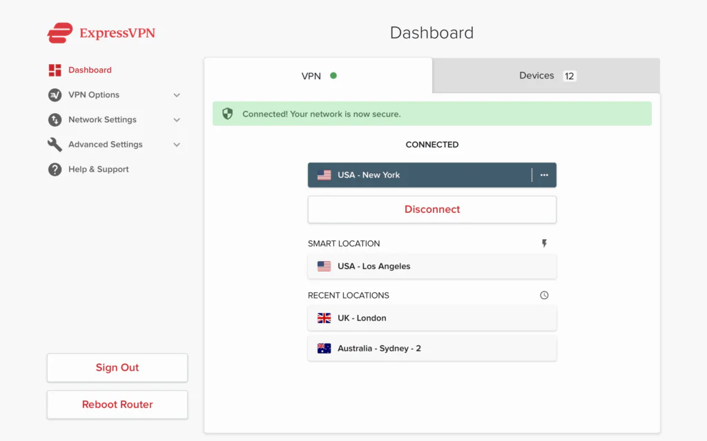 expressvpn router connected screenshot