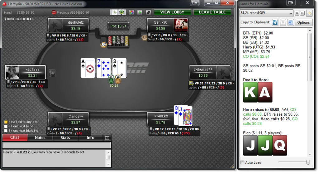 PokerTracker-postflop stats on PokerStars