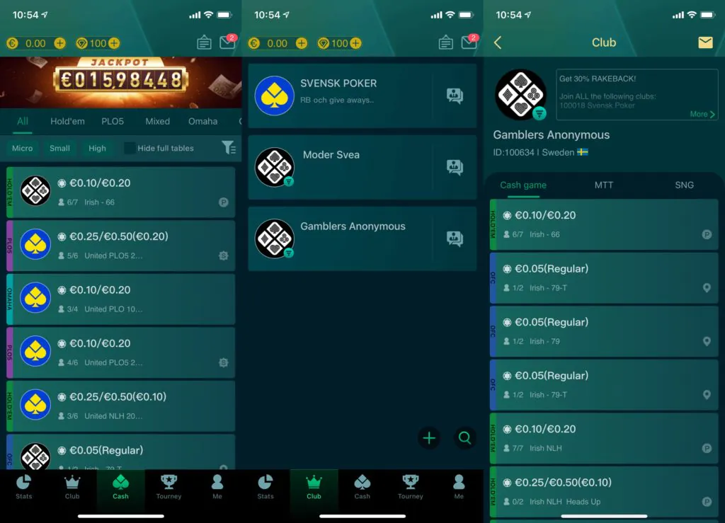 Pokio app tournament lobby