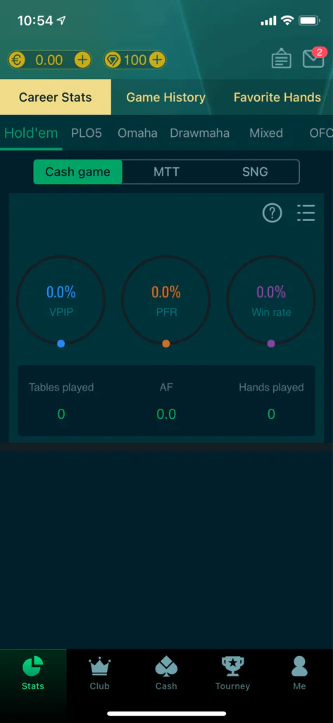 Pokio app cash game lobby