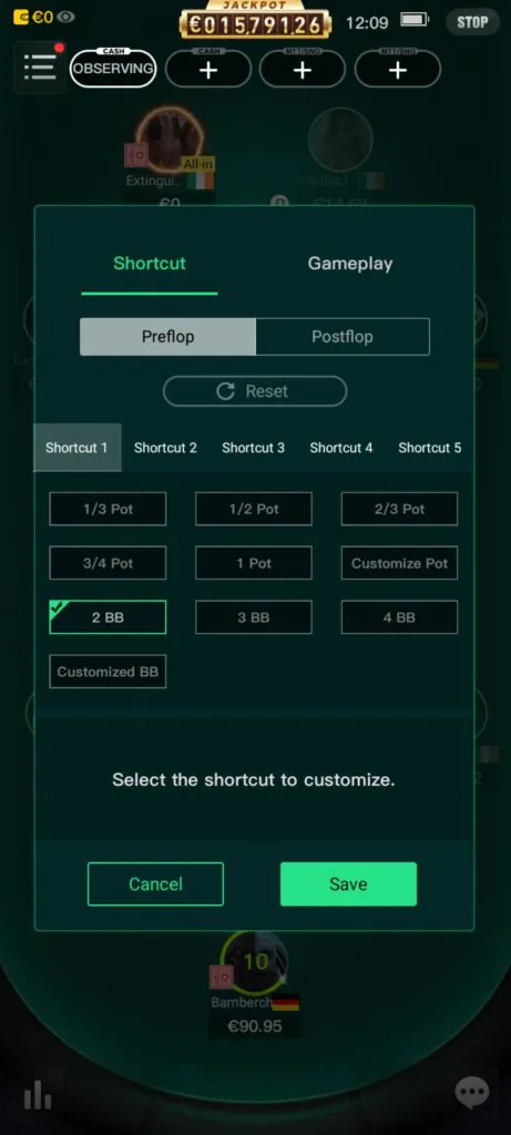 Pokio app betting settings