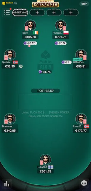 Pokio app multitabling poker mobile