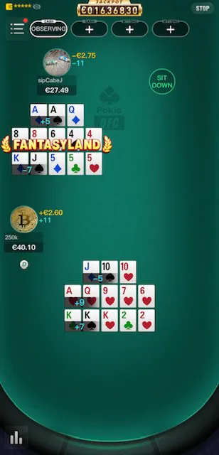 Pokio app OFCP table 