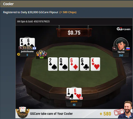 ggcare promo by GGpoker for bad beats