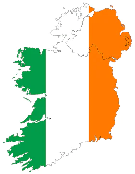 Map of Ireland with the flag colours