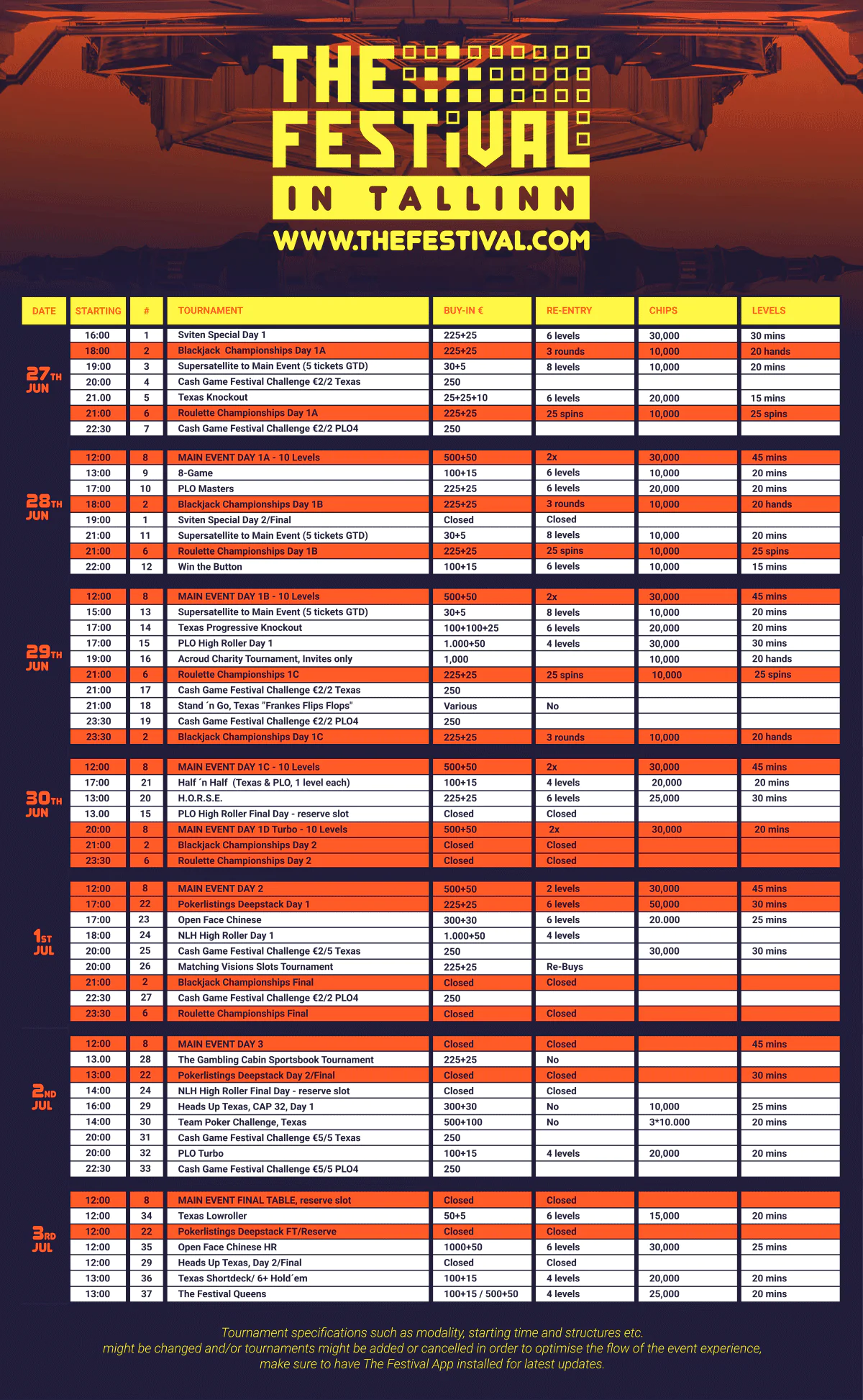 Schedule The Festival in Tallinn 2022