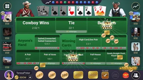 WPT Global. Cowboy and Bull poker flips.
