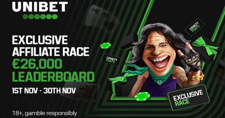 Unibet exclusive affiliate rake race leaderboard.