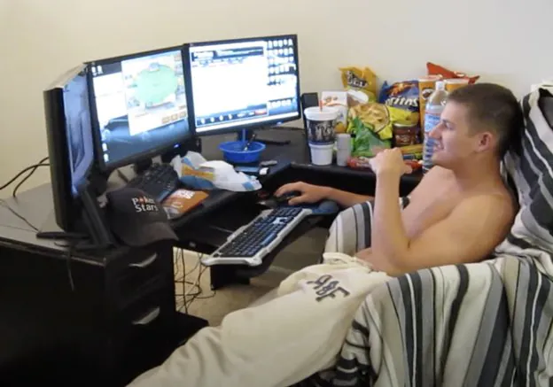 Joey Ingram playing poker at home