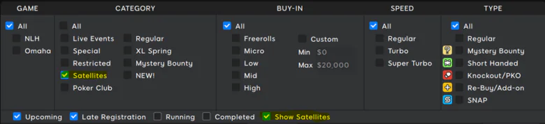 888 poker satellite games