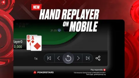 PokerStars hand replayer on mobile.