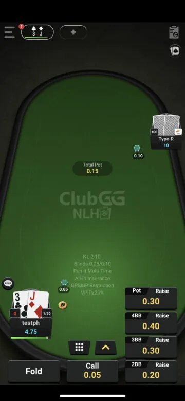 ClubGG Poker No Limit Hold'em Table 2