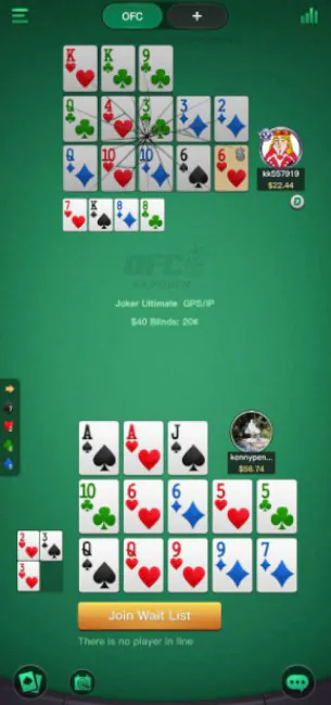 KKPoker OFC Poker In-Game.
