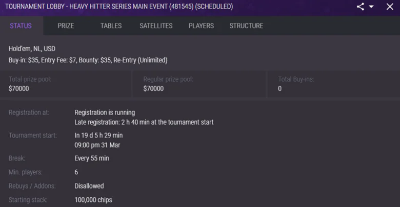 Heavy Hitter Main Event 2024