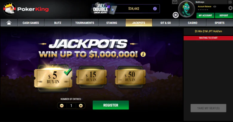 pokerking jackpot section