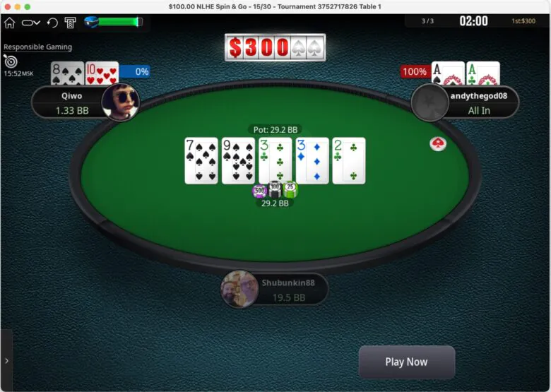 How the Spin&Go format look at the poker table on PokerStars.