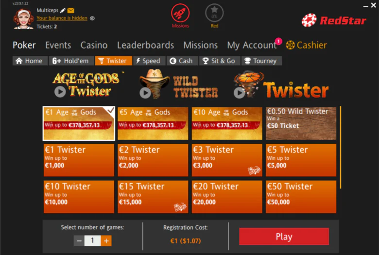 ipoker twister section