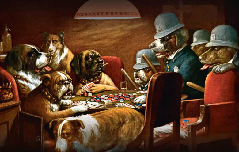 Four Aces Sandwich from the series Dogs Playing Poker