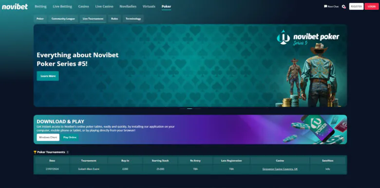 Novibet Poker Live Tournaments