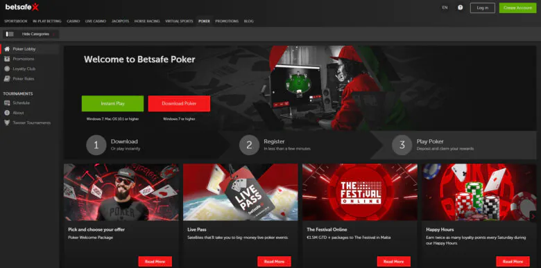 Betsafe Poker official website