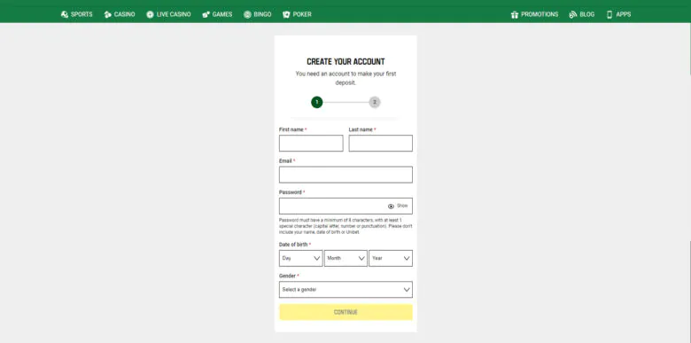 Unibet poker registration form