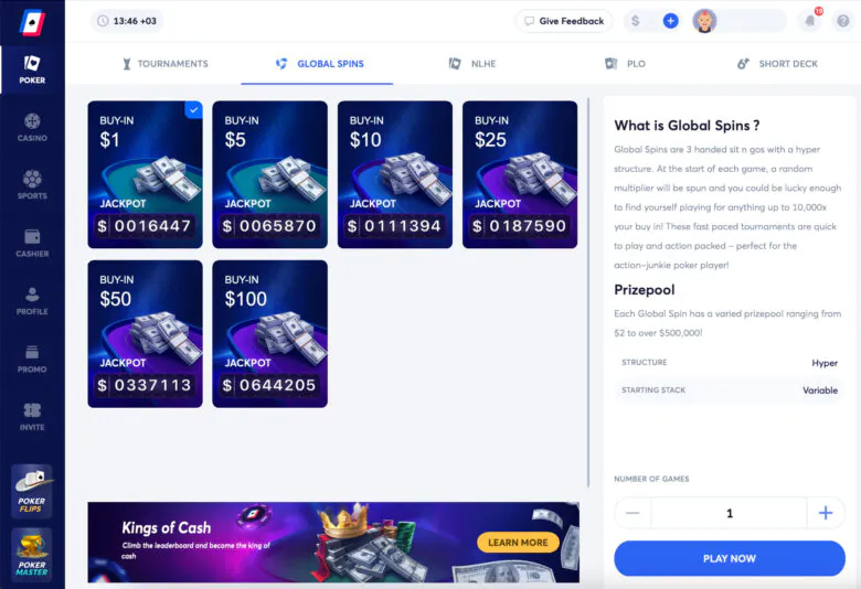 WPT Global poker global spins