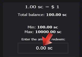 Enter the data for the withdrawal of funds