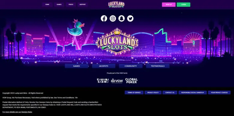 Luckyland slots main screen