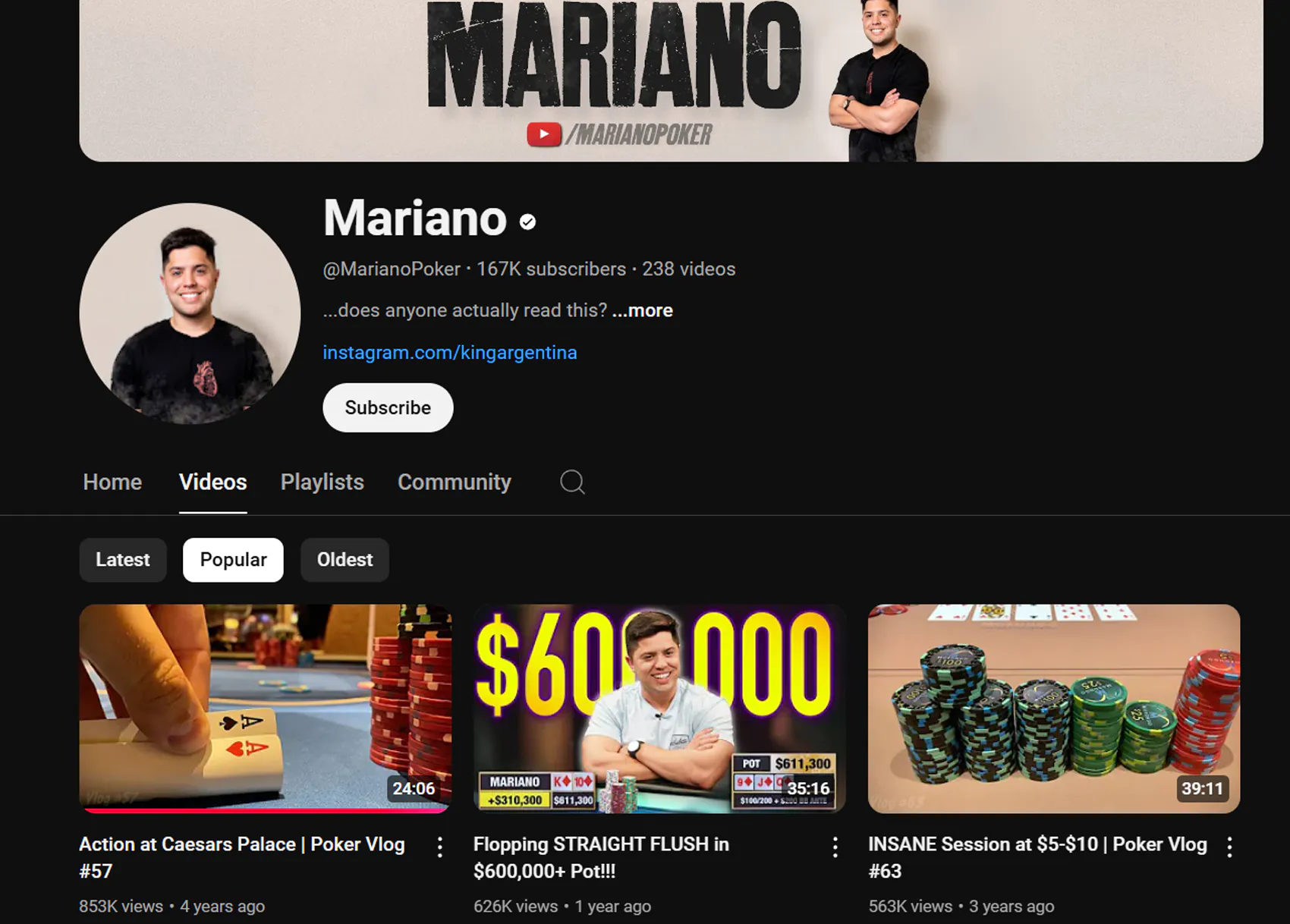 Mariano's youtube channel