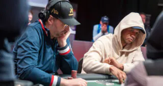 Phil Hellmuth and Phil Ivey were seated next to each other for part of Day 3 of the PPC